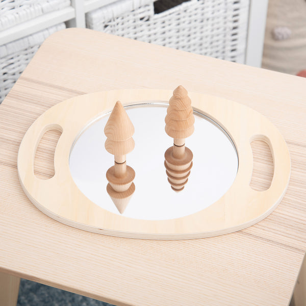 tickit Hand Held Wooden Mirror -