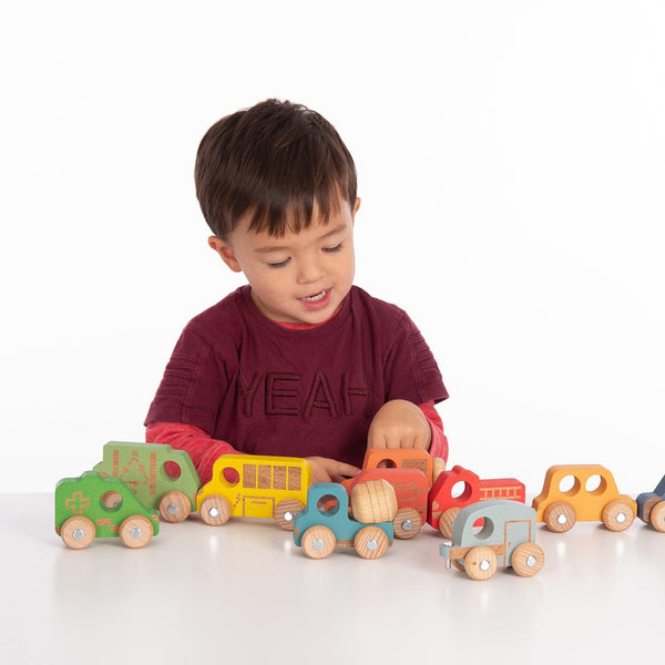 tickit Rainbow Wooden Vehicles Set -