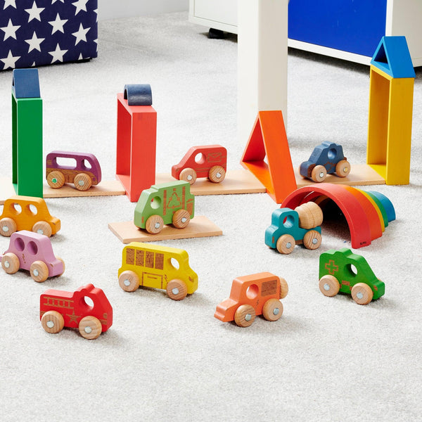tickit Rainbow Wooden Vehicles Set -