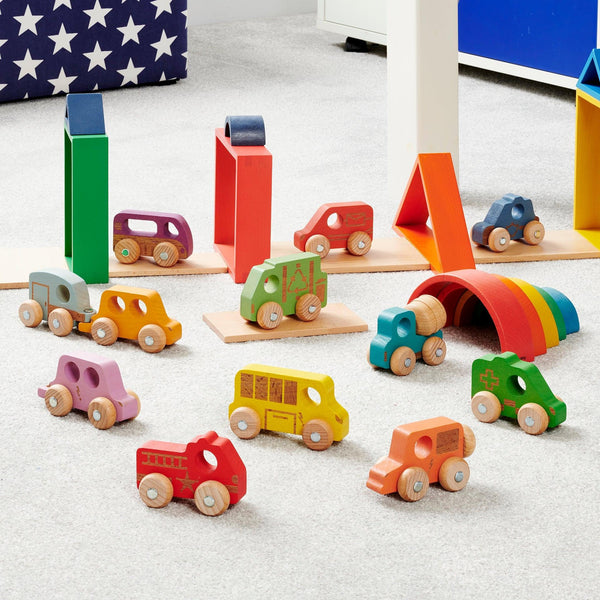 tickit Rainbow Wooden Vehicles Set -