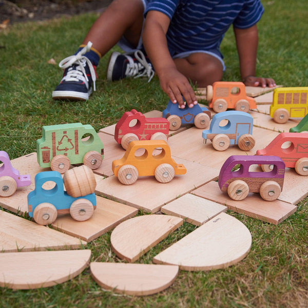 tickit Rainbow Wooden Vehicles Set -