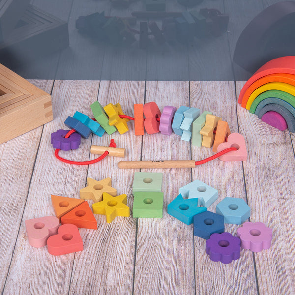 tickit Rainbow Wooden Lacing Shapes -