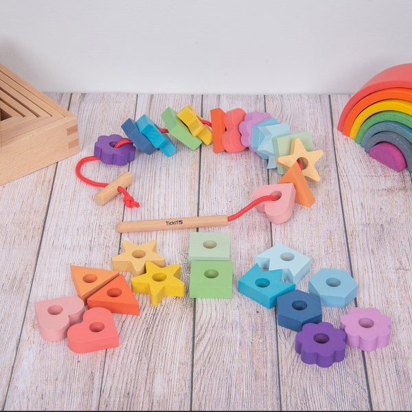 tickit Rainbow Wooden Lacing Shapes -