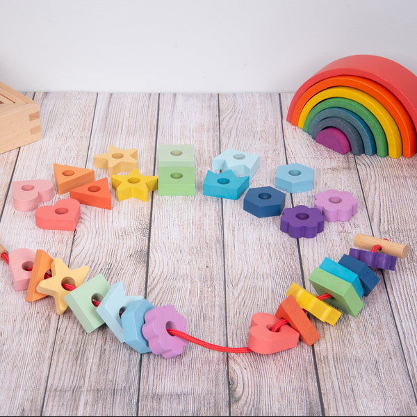 tickit Rainbow Wooden Lacing Shapes -