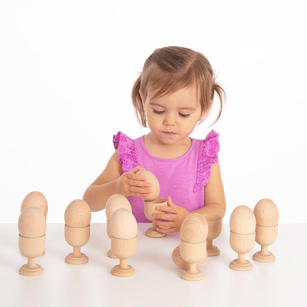 tickit Natural Wooden Egg Cups -