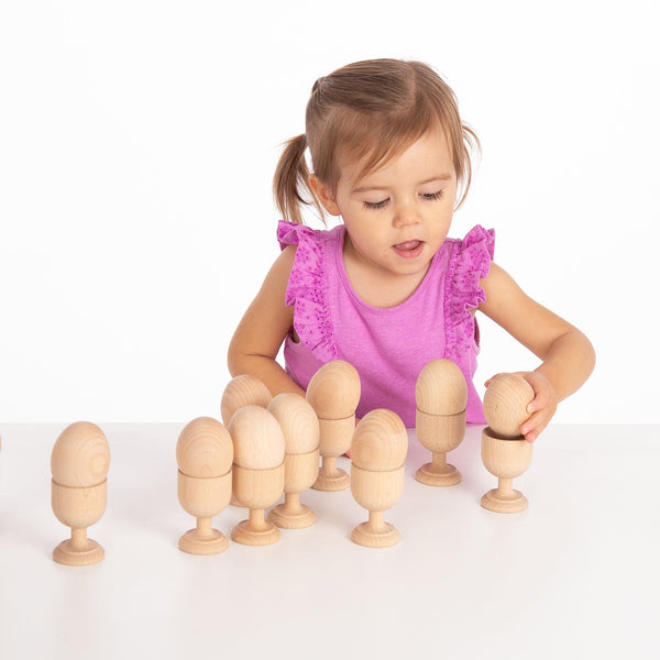 tickit Natural Wooden Egg Cups -