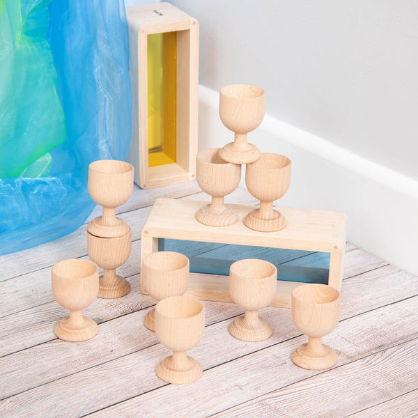 tickit Natural Wooden Egg Cups -