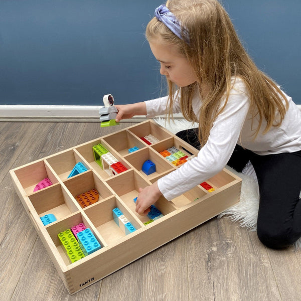 tickit Wooden Sorting Tray - 14 way -