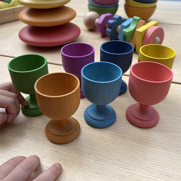 tickit Rainbow Wooden Egg Cups -