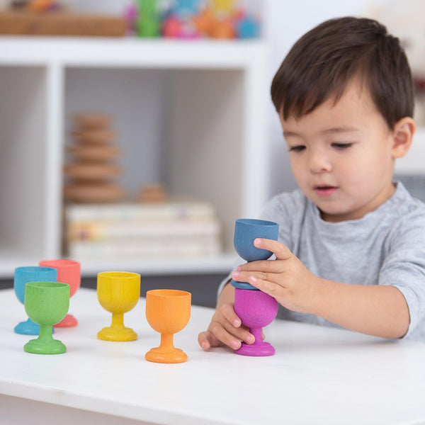tickit Rainbow Wooden Egg Cups -
