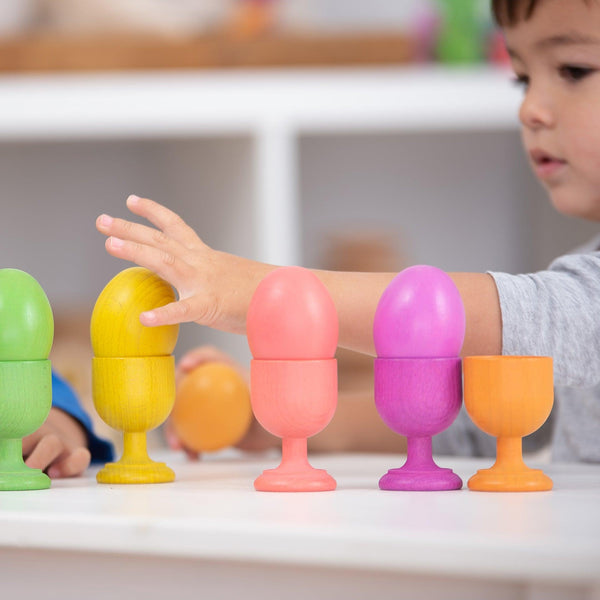 tickit Rainbow Wooden Egg Cups -
