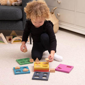 tickit Rainbow Wooden Shape Stacker -   