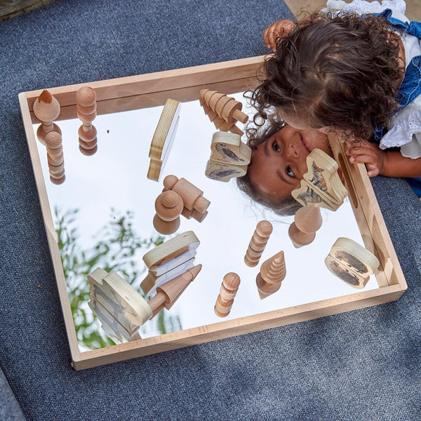 tickit Wooden Mirror Tray -   