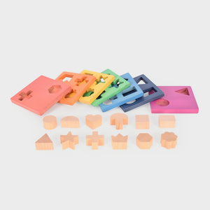 tickit Rainbow Wooden Shape Stacker -   