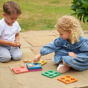 tickit Rainbow Wooden Shape Stacker -   