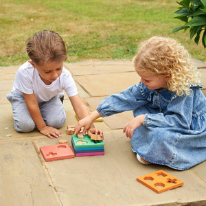tickit Rainbow Wooden Shape Stacker -   