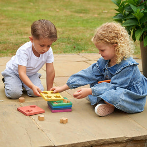 tickit Rainbow Wooden Shape Stacker -   