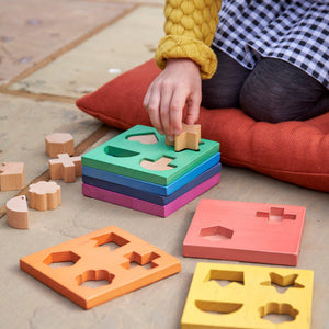 tickit Rainbow Wooden Shape Stacker -   
