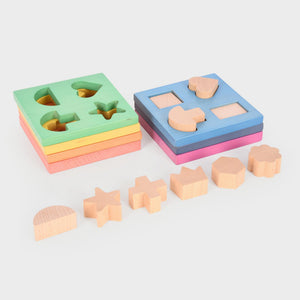 tickit Rainbow Wooden Shape Stacker -   