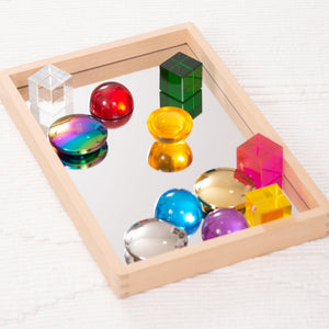 tickit Small Wooden Mirror Tray -   