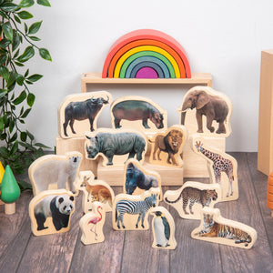 tickit Wooden Wild Animal Blocks -   
