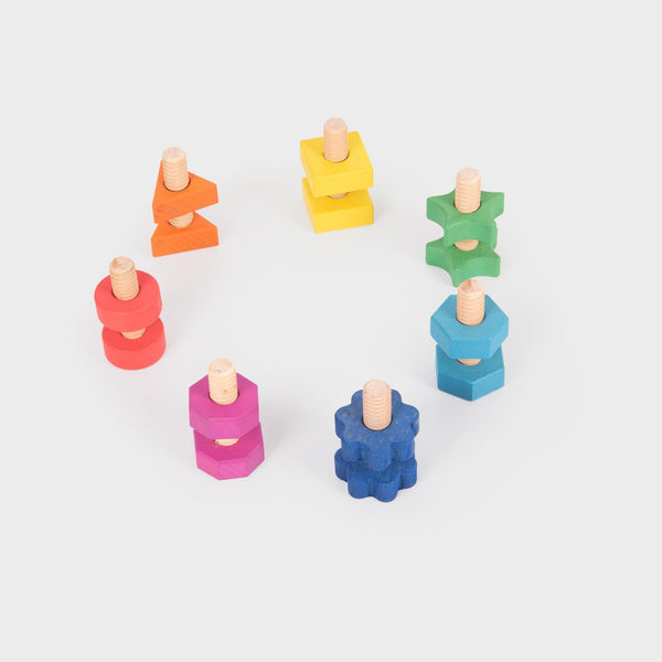 TickiT Rainbow Wooden Nuts & Bolts 12